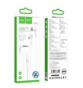 Гарнітура з мікрофоном вакуумна HOCO M102 з кутовим mini 3.5 Jack, white
