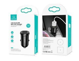 АЗП Usams C20/CC1-14 mini (2xUSB, 2.4A) black