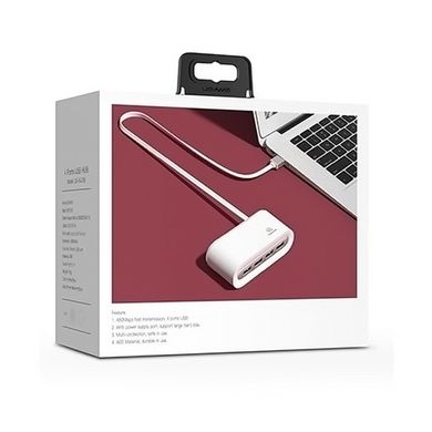 Концентратор USB-HUB Usams US-SJ238 (480Mbps, 4xUSB, 1A) white