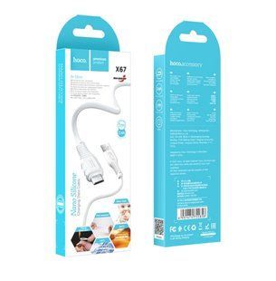 Кабель microUSB HOCO X67 Nano Silicone, 2.4A 1m. white