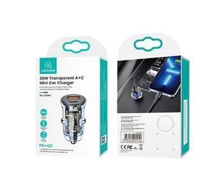 АЗП Usams C32/CC164 (QC/PD 3.0, 1xUSB, 1xType-C, 3A, 30W) Transparent black