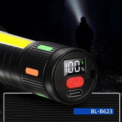 Лiхтар ручний 623-TG+COB, zoom, вбудований акумулятор, ЗП Type-C