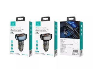 АЗП Usams US-CC159 Display (QC/PD 3.0, 2xUSB, 1xType-C, 3A, 80W) Transparent black