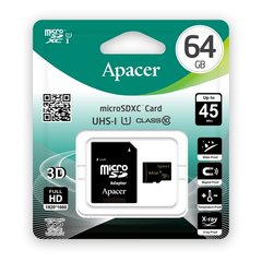 Карта пам'яті Apacer microSDHC 64GB UHS-I Class 10 (c адаптером) (AP64GMCSX10U1-R)