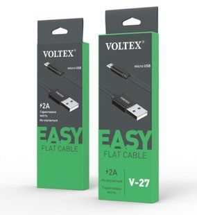 Кабель microUSB Voltex Flat Easy V27 металл, тканинні, 1m., gold