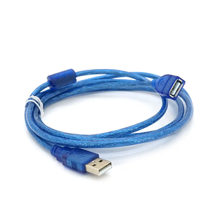 Кабель подовжувач USB 2.0 AM/AF, ferrite (USB: тато - мама) 1.5m прозорий, Blue (06132)