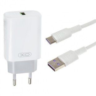 МЗП комплект XO L85D з кабелем Type-C (1xUSB, 3A, 18W) white