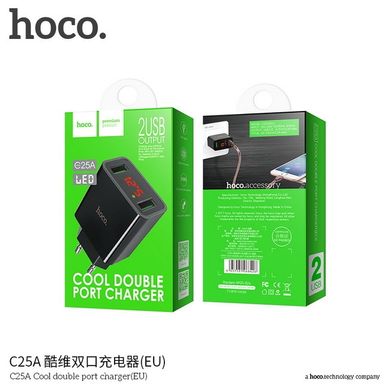 МЗП HOCO C25A LED Display (2xUSB, 2.2A) black