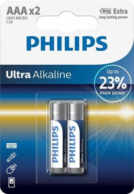 Батарейки Philips Ultra Alkaline LR03, AAA (2/24) BL