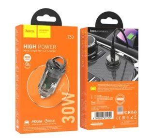 АЗП HOCO Z53 Sight (1xType-C, PD 30W) transparent black