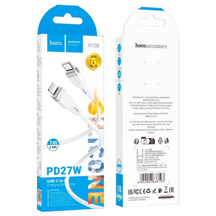 Кабель Type-C to Lightning HOCO X109 Energy silicone charging Data 27W, 1m, white