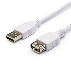 Кабель Atcom подовжувач USB 2.0 AM/AF, 0.8m. білий (USB: папа - мама) (3788)