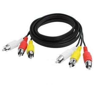 Кабель 3xRCA (тато) - 3хRCA (тато), круглий, 1.0m., (техпакет) Q1200 black