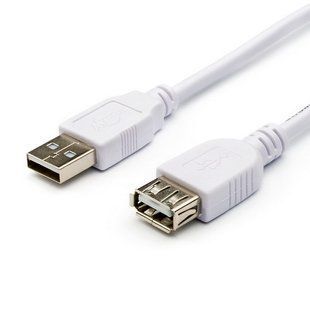Кабель подовжувач Atcom USB 2.0 AM/AF, 0.8m. білий (USB: папа - мама) (3788)