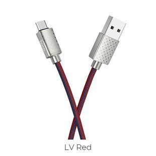 Кабель microUSB HOCO U61 Trasure, 1.2m., 2.4A, lv-red