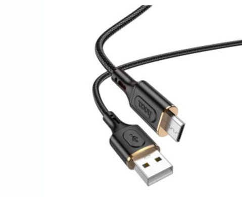 Кабель microUSB HOCO X95 Goldentop charging cable, 2.4A, 1m., black