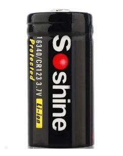 Акумулятор 16340 (CR123) Soshine Li-Ion 3.7-4.2V, 700mAh, (захищений) black