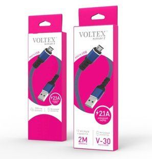 Кабель microUSB Voltex Long V30 S4, 2m., blue