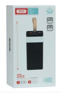 УМБ Power Bank XO PR130, 2xUSB+Type-C, QC&PD 3.0, 22.5W, 40000mAh, microUSB/Type-C, white