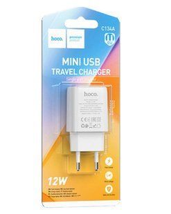 МЗП Hoco C134A Solid single port chrger (1xUSB, 2.4A, 12W) White