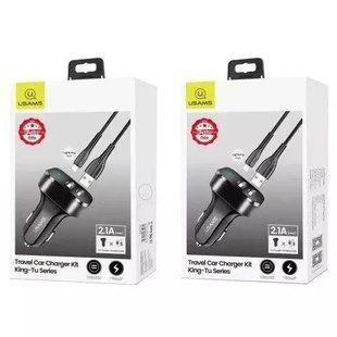 АЗП комплект Usams C13 King-Tu з кабелем Lightning (2xUSB, 2.1A) black