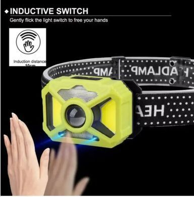 Ліхтар на голову 2323 -P50+SMD+COB (white+red), Детект. руху, акум, ЗП Type-C