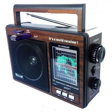 Радіоприймач RX-9966 UAR вбудований акумулятор MP3/FM/MicroSD/USB/AUX, 220V, (4xR20)