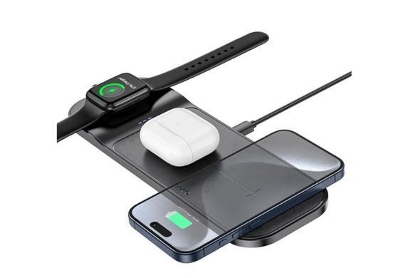 БЗП HOCO CQ5 Step 3 in 1wireless fast 15W QC PD ( I Watch) Black