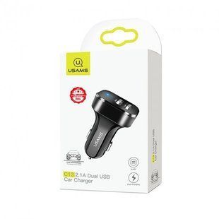 АЗП Usams C13 King-Tu (2xUSB, 2.1A) black