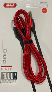 Кабель microUSB XO NB143 Braided, 2.4A, 1m., red