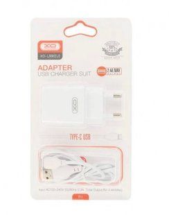 МЗП комплект XO L99 з кабелем Type-C (1xUSB, 2.4A, 12W) white