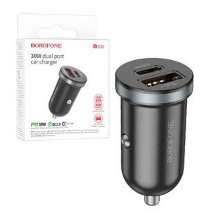 АЗП Borofone Scenery dual port BZ22 (1xUSB, 1xType-C, 30W, 3A, PD/QC 3.0) (black)