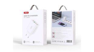 МЗП XO L120 (3xUSB, 1xType-C, 3A, 20W, PD&QC3.0) white