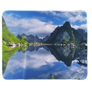 Килимок для миші 210x250mm. Природа Пейзаж літні гори та озеро з боковою прошивкою (18244)