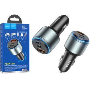 АЗП HOCO NZ9 Galloper three-port (1xUSB, 2xType-C, PD/QC3.0, 3A, 95W) black