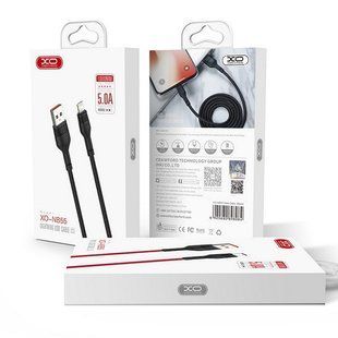 Кабель microUSB XO NB55 Huawei Fast Charge, тканина, 1m., 5A, Black