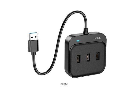 Концентратор USB-HUB Hoco HB31 Easy 4-in-1 converter (4xUSB 2.0) 0.2m. (black)