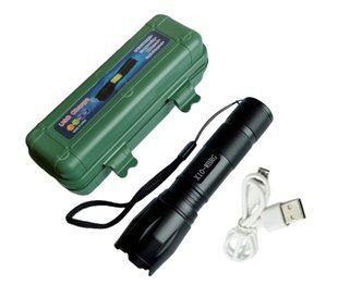 Ліхтар ручний X10-4XPE LED (white+red+blue+green), акум, zoom, заряд від MicroUSB