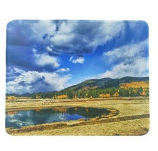 Килимок для миші 210x250mm. Природа Пейзаж осінні гори та озеро з боковою прошивкою (12923)