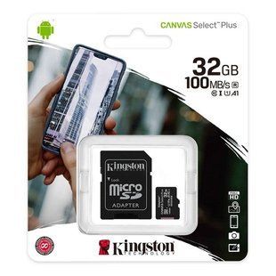 Карта пам'яті 32GB Kingston microSDXC Canvas Select Plus Class 10 UHS-1 (з адаптером) (SDCS2/32GB)