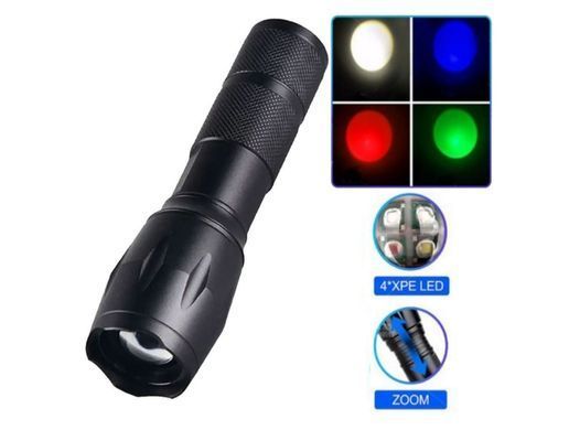 Ліхтар ручний X10-4XPE LED (white+red+blue+green), акум, zoom, заряд від MicroUSB