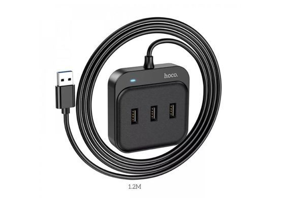 Концентратор USB-HUB Hoco HB31 Easy 4-in-1 converter (4xUSB 3.0) 1.2m. (black)