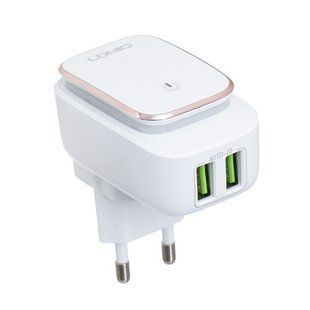 МЗП комплект Ldnio A2205 з кабелем microUSB (2xUSB, ночник, 2.4A) white